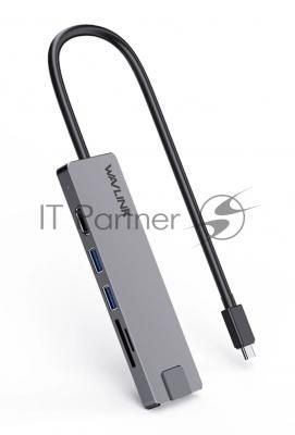 USB-концентратор WAVLINK USB Type-C, USB Type-C/USB 3.0/USB 2.0/HDMI/Gigabit LAN/SD/Micro SD, USB