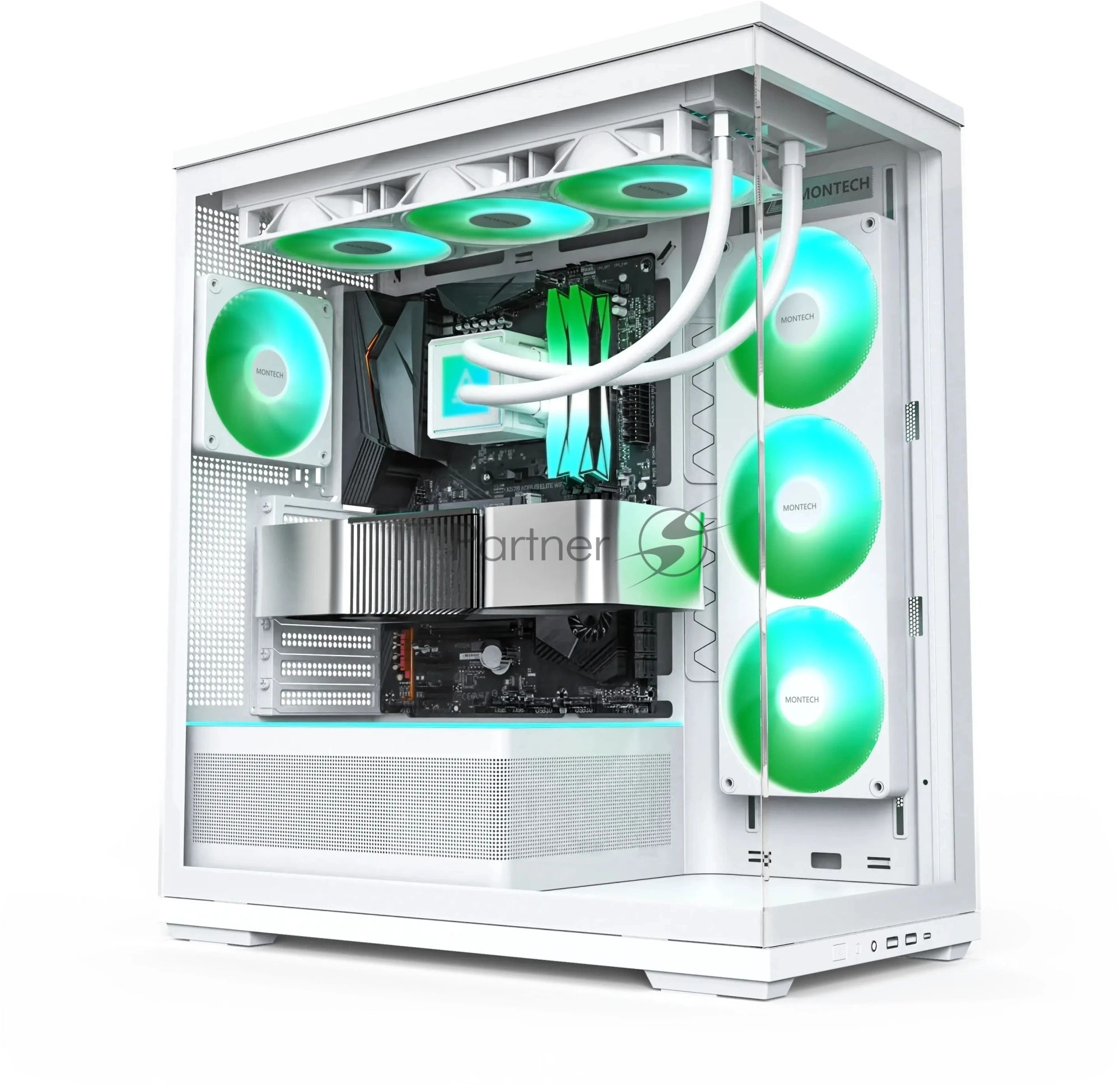Корпус Montech TG3 белый без БП ATX 9x120mm 4x140mm 2xUSB3.0 audio bott PSU