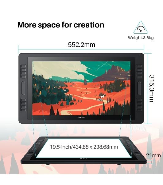 Графический монитор Huion Kamvas Pro 20 (2019), 19.5", 1920x1080, 8192 уровней, HDMI