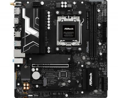 Материнская плата ASROCK B850M-X WIFI R2.0, AM5, AMD B850, 2xDDR5, 4xSATA, 2xM.2, 1xPCIe 5.0 x16, 1xPCIe 4.0 x4, 1xPCIe 3.0 x1, 1xDP, 1xHDMI, 1x2.5Gb LAN, Wi-Fi 6E, BT 5.2, 1xUSB-C 5Gbps, 3xUSB-A 5Gbps, 2xUSB-A 2.0, 3x3.5 мм, 7.1, mATX