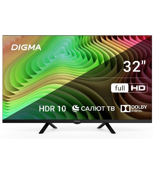Телевизор Digma 32" DM-LED32SBB36 Metal черный LED FHD 60Hz Салют ТВ