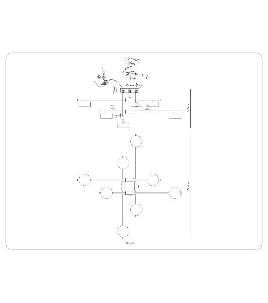 Потолочный светильник Ambrella light FL51752/8 BK/GD черный/золото GX53/8 max 12W 720*720*245
