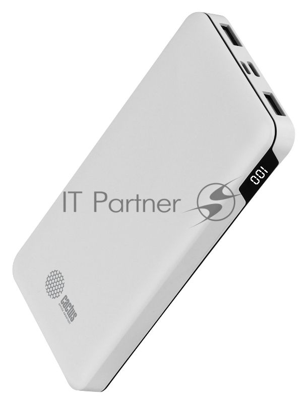 Портативный аккумулятор Cactus CS-PBFSKT-10000 10000mAh 2.1A 2xUSB белый