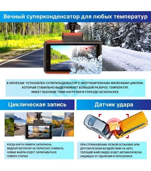 Видеорегистратор с радар-детектором TrendVision DriveCam Real 4K Signature LNA 2CH GPS ГЛОНАСС черный