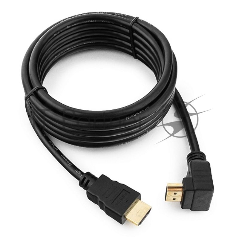 Кабель Cablexpert HDMI CC-HDMI490-10, 19M/19M, v2.0, медь, позол.разъемы, экран, угловой, 3м, черный, пакет