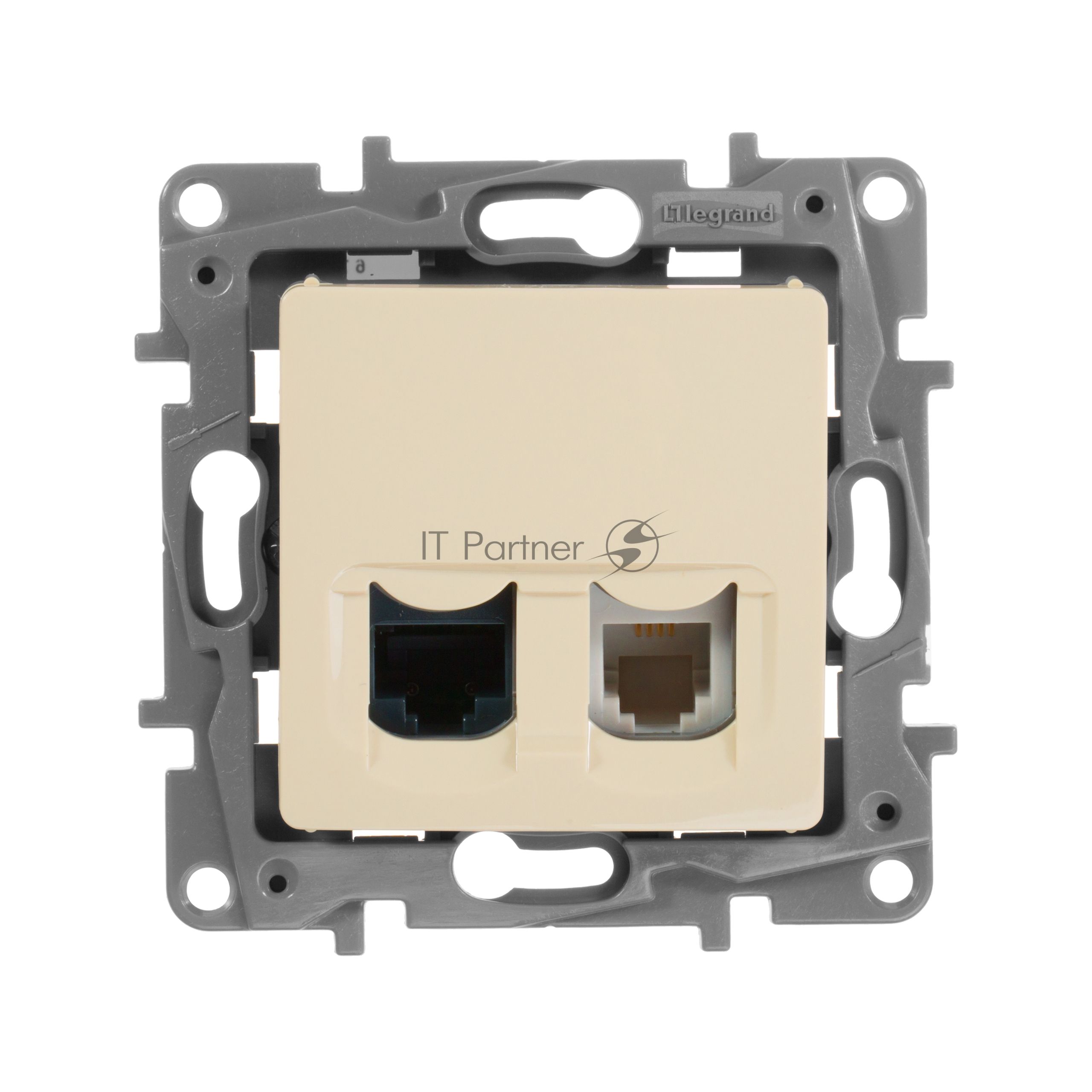 Розетка компьютерная RJ11+RJ45 к. 5 UTP, сл. кость ETIKA Розетка RJ11+RJ45 к. 5 UTP, сл. кость