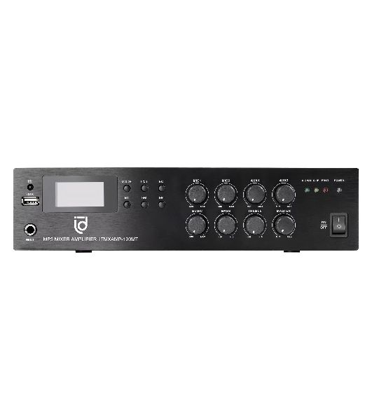 Микшер-усилитель Intrend ITMXAMP-120MT MP3, FM тюнер, USB, Bluetooth, 2хMic/3хLine входы, 1хLine выход,120 Вт, 4/8Ом/100V, IR-пульт в комплекте