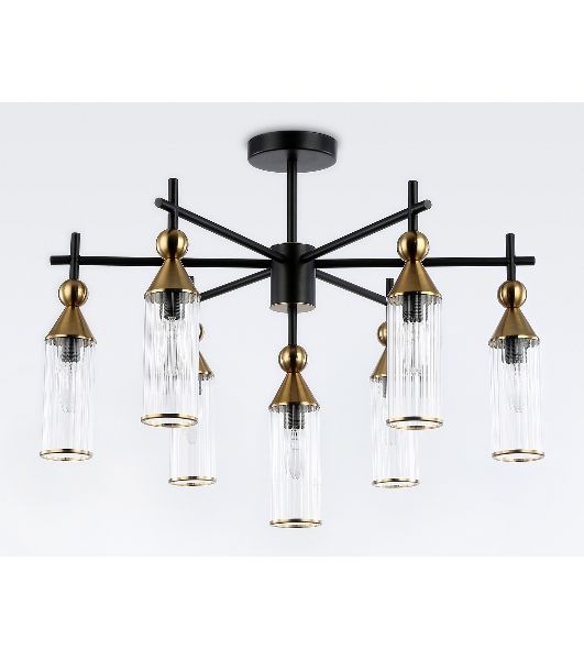 Люстра Ambrella light LH55257/7 BK/BS/CL черный/латунь/прозрачный E14*7 max 40W D640*520