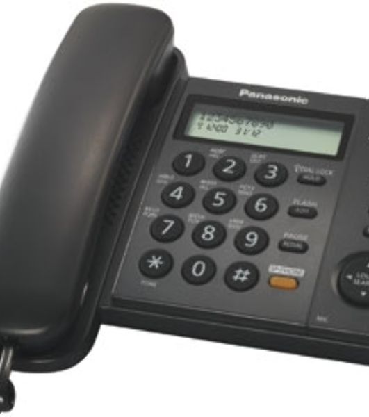 Телефон проводной Panasonic KX-TS2358RUB черный АОН,Caller ID,ЖКД,блокировка набора,выключение микрофона,кнопка "пауза"