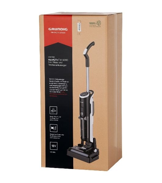 Пылесос вертикальный Grundig VCW 7230 черный, питание от аккумулятора, 19 Вт, уборка суxая/влажная, пылесборник 0.5 л