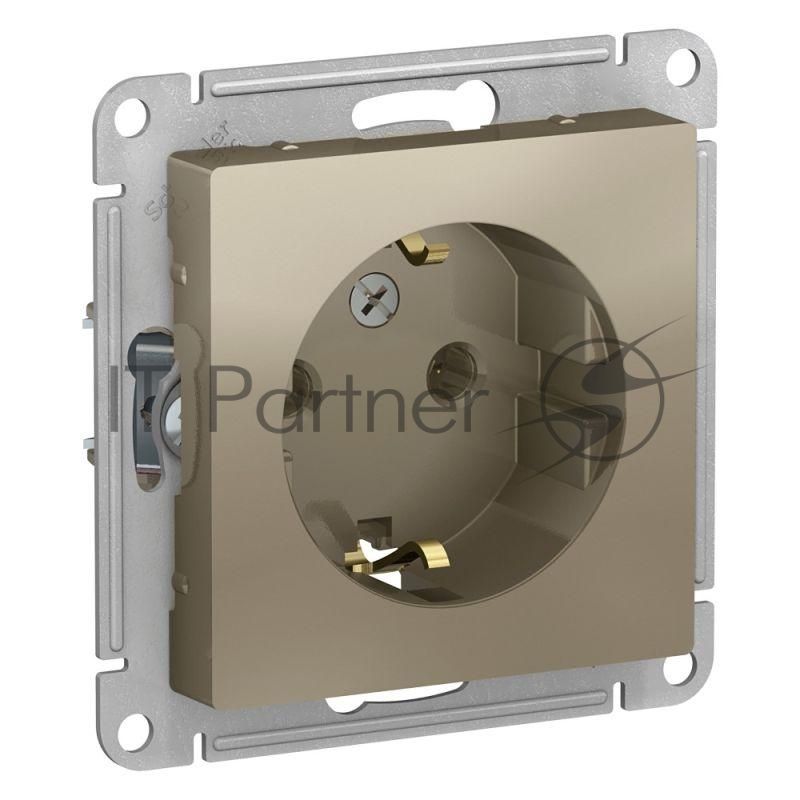 Механизм розетки 1-м СП AtlasDesign с заземл. 16А шампань SchE ATN000543