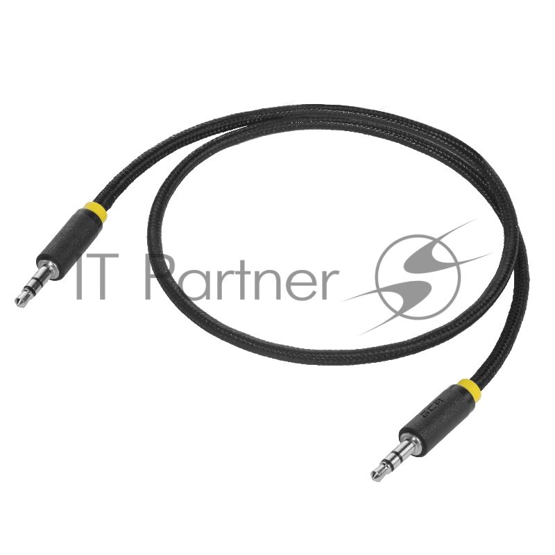 Кабель аудио Greenconnect0.5m jack 3,5мм/jack 3,5мм, нейлон, черный, желтая окантовка, ультрагибкий, 28 AWG, M/M, Premium, экран, стерео(GCR-AVC8114-0.5m)