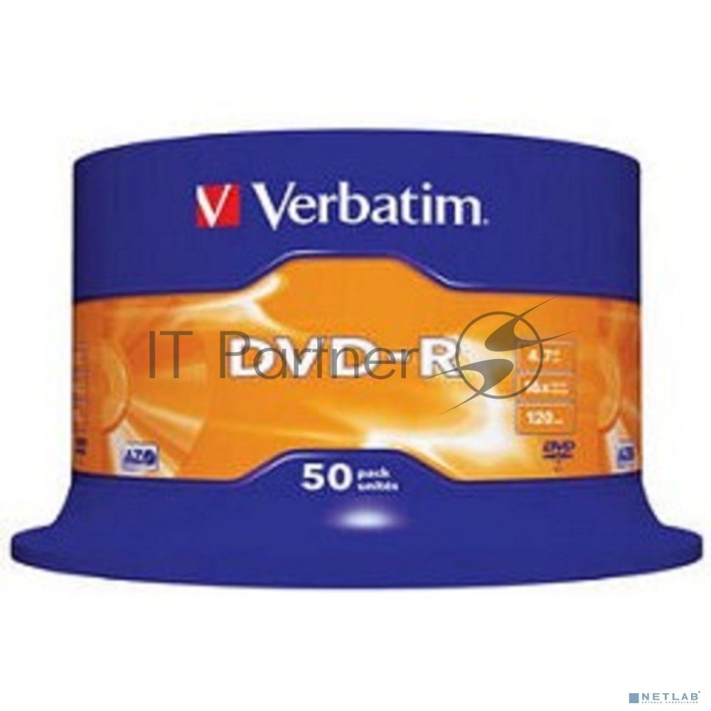 Диск DVD-R Verbatim 4.7Gb 16x Cake Box (50шт) (43548)