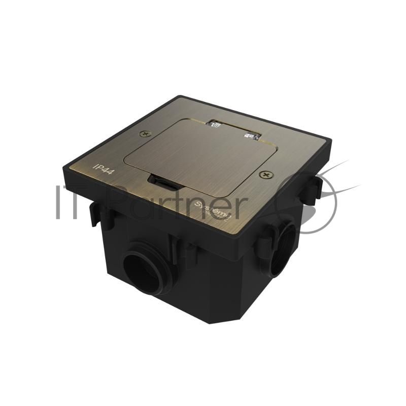 MultiDesk Лючок с розеткой 2К+З, 16А/250В, IP44 с монтажной коробкой для бетонных полов Античная латунь, тип MDK21 | MDK21202BC | SE