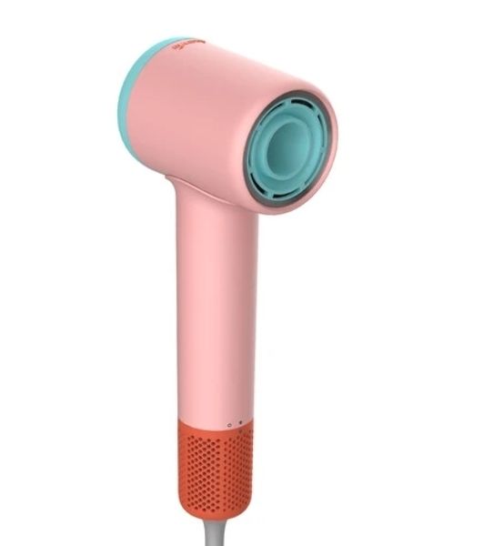 Фен Deerma DEM-CF51W розовый/бирюзовый, 1400 Вт, компактный, ионизация