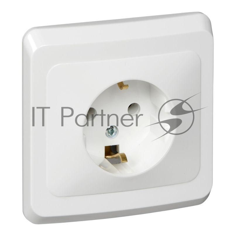 Розетка 1-м СП Этюд 16А с заземл. белый SchE PC16-003B
