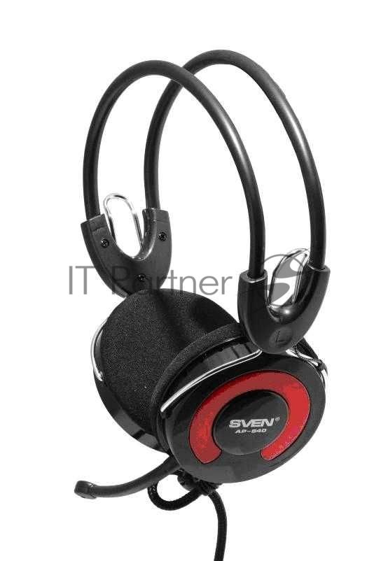 Гарнитура SVEN AP-540 с регулятором громкости черный/красный