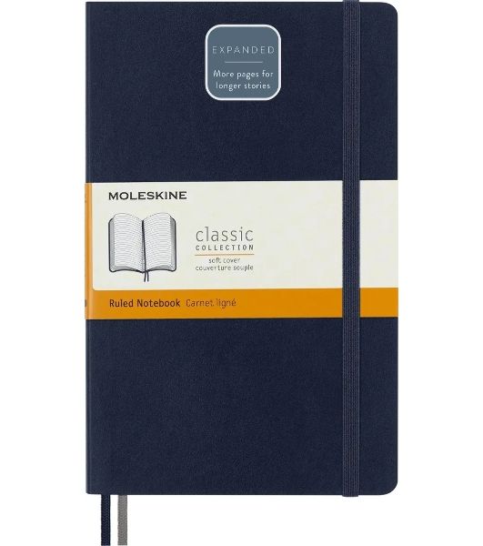 Блокнот Moleskine CLASSIC SOFT EXPENDED QP616EXPB20 Large 130х210 мм, 400 страниц, линейка, мягкая обложка, синий сапфир