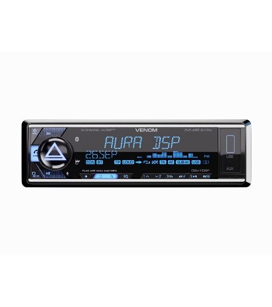 Автомагнитола AURA VENOM-D641DSP, 1 DIN, Bluetooth, USB Type-A, AUX, пульт ДУ