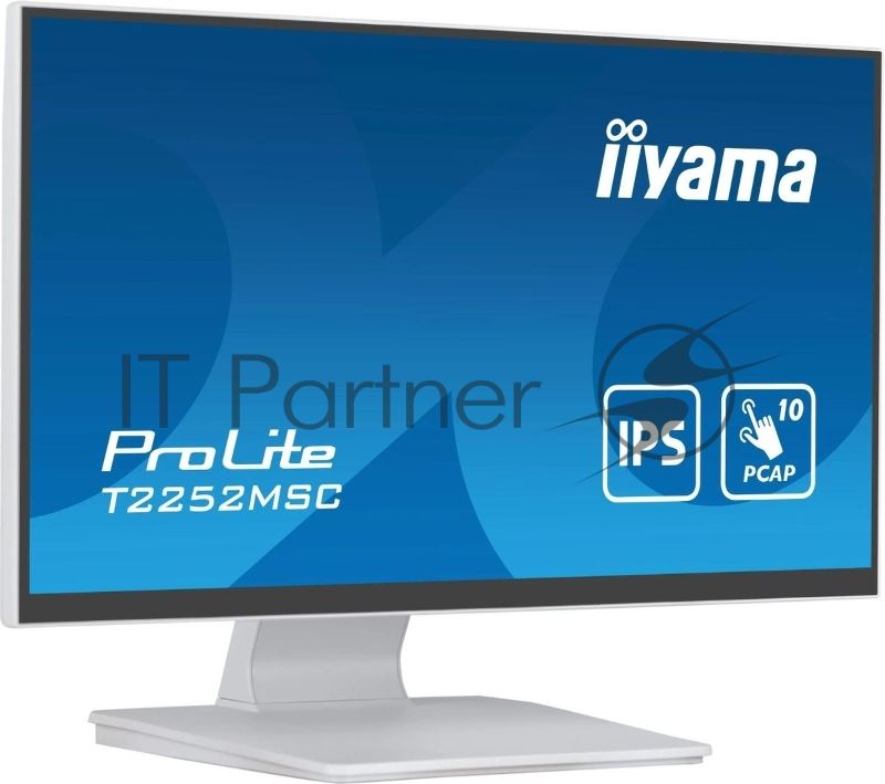 Монитор 21.5" Iiyama ProLite T2252MSC-W2 IPS 1920x1080, 75 Гц, 5 мс, 16:9, 250 кд/м², HDMI 1.4, DP 1.2, USB Hub, сенсорный экран, динамики (2x1 Вт), белый