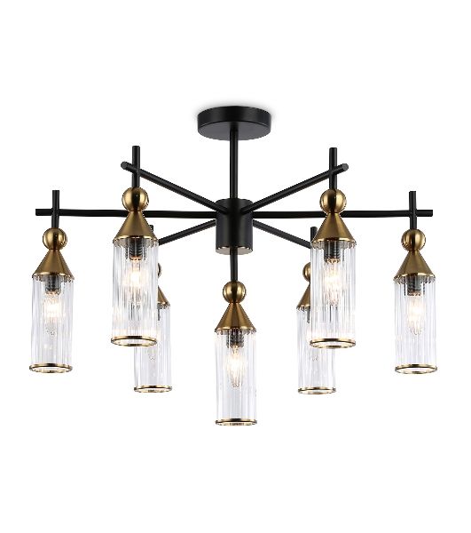 Люстра Ambrella light LH55257/7 BK/BS/CL черный/латунь/прозрачный E14*7 max 40W D640*520