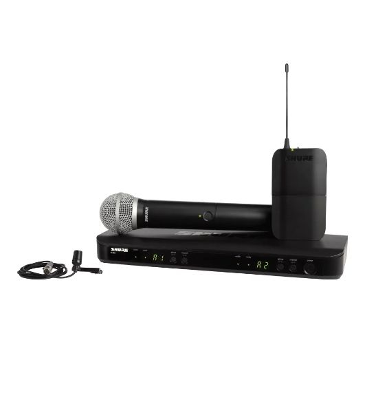Микрофонная система SHURE BLX1288E/CVL-M17 беспроводная, двухканальная, с ручным передатчиком PG58 и петличным микрофоном CVL-B/C, частота UHF 662-686 МГц