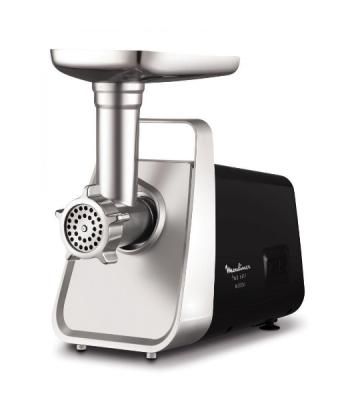 Мясорубка электрическая Moulinex ME306832 черный, 1600 Вт, 1.9 кг/мин, реверс, защита от перегрузки, металлический лоток, насадки - 6
