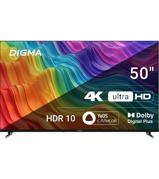 Телевизор Digma 50" DM-LED50UBB33 черный LED UHD 60Hz Smart TV