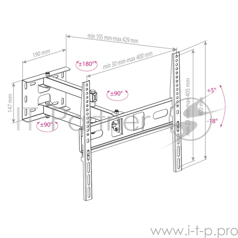 Кронштейн для телевизора Arm Media PT-15 new черный