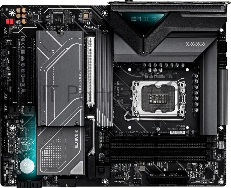 Материнская плата Gigabyte Z890 EAGLE WIFI7 PLUS, LGA1851, Intel Z890, 4xDDR5, 4xSATA, 4xM.2, 1xPCIe 5.0 x16, 2xPCIe 4.0 x4, 1xDisplayPort, 1xUSB4 Type-C, 1x 2.5Gb LAN, 2xUSB 3.2 Gen2, 3xUSB 3.2 Gen1, 4xUSB 2.0, 2x3.5 мм, 7.1, ATX