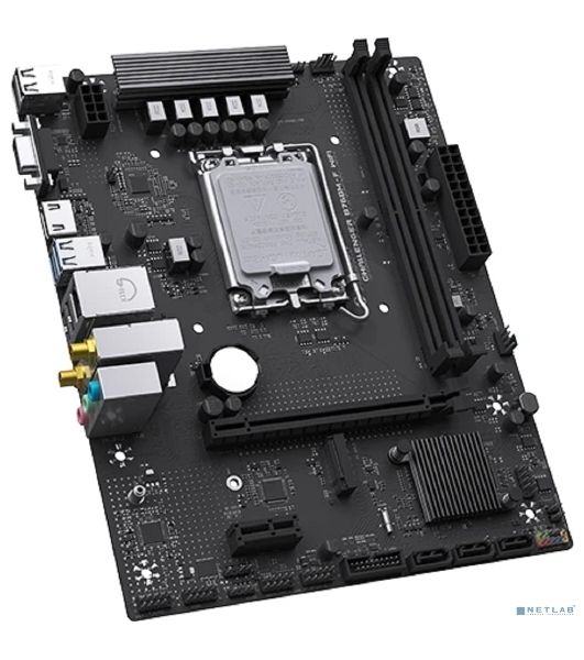 Материнская плата Maxsun Challenger B760M-F WIFI, LGA 1700, Intel B760, 2xDDR4, 3xSATA, 1xM.2, 1xPCIe 4.0 x16, 1xPCIe x1, 1xVGA, 1xHDMI, 1x1Gb LAN, Wi-Fi 5, Bluetooth 4.2, 2xUSB-A 5Gbps, 4xUSB-A 2.0, 3x3.5 мм, 7.1, чёрный, mATX