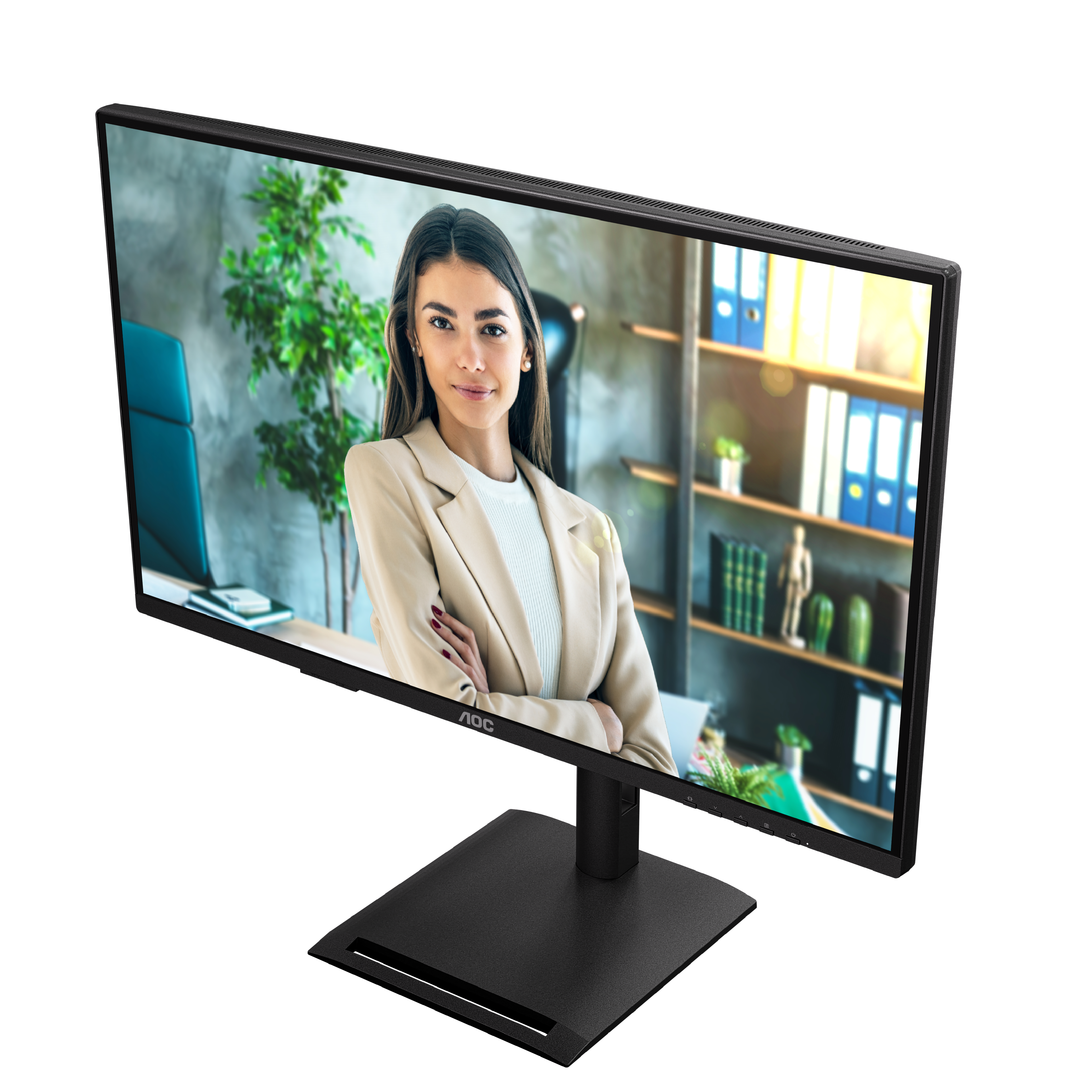 Монитор 27" AOC Q27P4U IPS 2560x1440, 120 Гц, 4 мс, 16:9, 350 кд/м², 2xHDMI 2.0, DP 1.2, USB-C (15 Вт PD), USB Hub (3x USB-A), 3.5 Jack, динамики (2x2 Вт), HDR10, Adaptive-Sync, черный