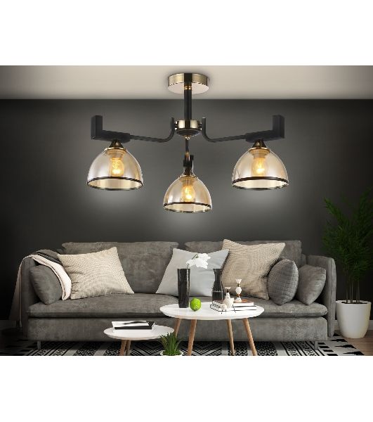 Светильник Ambrella light TR9098/3 BK/GD/TI черный/золото/янтарь E27*3 max 40W D600*316