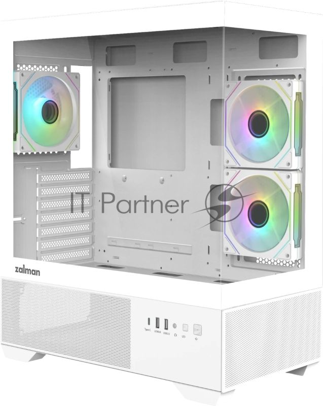 Компьютерный корпус ZALMAN CHRONIX, ATX, белый, WINDOW, 1xCombo (3.5’’ or 2.5’’), 1x3.5’’HDD, 2x2.5’’SSD, 1xUSB2.0, 1xUSB3.0, 1xUSB Type-C, SIDE 2x120мм ARGB, REAR 1x120мм ARGB