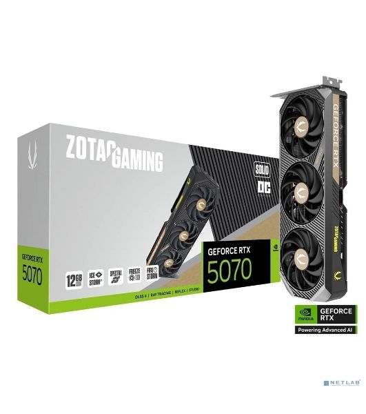 Видеокарта Zotac GeForce RTX 5070 SOLID OC, 12 GB GDDR7, 192 bit, 3xDisplayPort, HDMI, GPU 2325 MHz