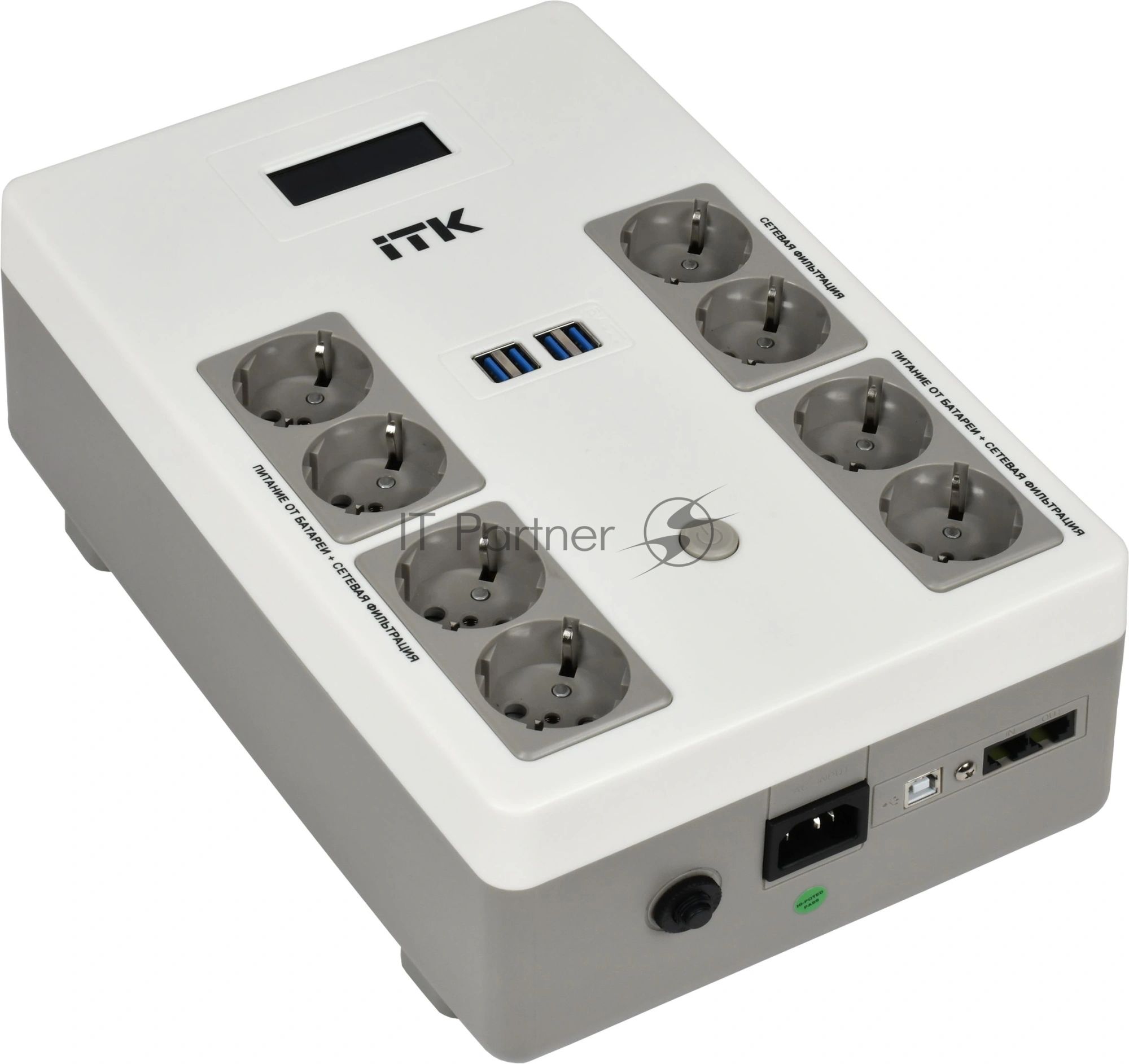 Источник бесперебойного питания ITK Electra EST8-1000VA-1-001 / 1000 ВА / 600 Вт  / 8 x CEE 7 (евророзетка)