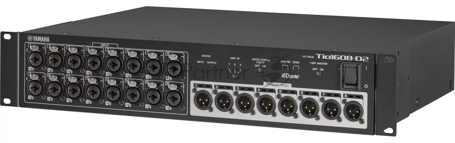 Модуль Yamaha [TIO1608-D2] [VGM3590] коммутационный с 16 вх. (XLR) и 8 вых.(XLR), со встроенным протоколом сетевого цифрового аудио Dante. 48 кГц 24 bit. Соединение в цепи Stagebox до 3-х штук (QUICK CONFIG). 2U.