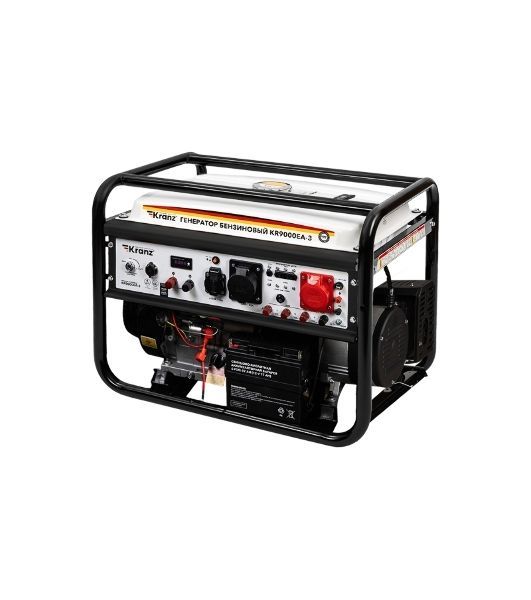 Генератор бензиновый Kranz KR9000EA-3, 9кВт, 230В/380В, 25л, коннектор автоматики, электростартер