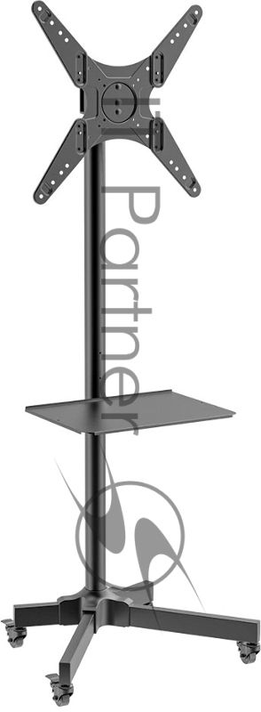 Мобильная стойка напольная Kromax OMEGA-16 черный для TV 26"-60", max вес 35 кг, наклон ±10°, пов. 360° высота 1385 мм, max VESA 400x400 мм