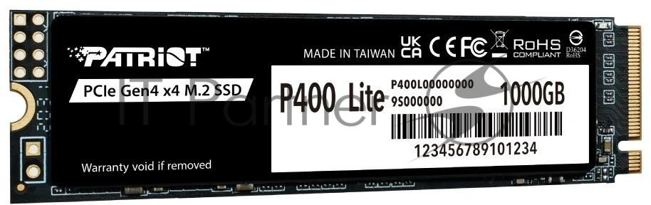 Накопитель SSD Patriot P400 Lite 1Tb M.2 2280 NVMe PCle 4.0 x4 R3500/W2700 TbW 560Tb 3D NAND with HS