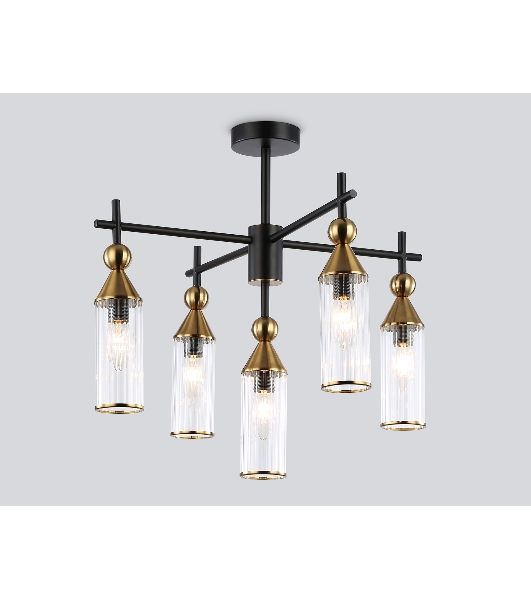 Люстра Ambrella light LH55256/5 BK/BS/CL черный/латунь/прозрачный E14*5 max 40W D520*520