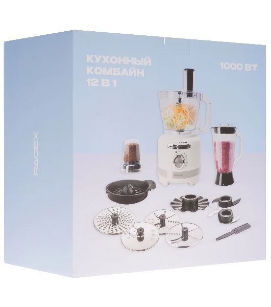 Кухонный комбайн RAGEX R108-105 бежевый 1000Вт 6 скоростей