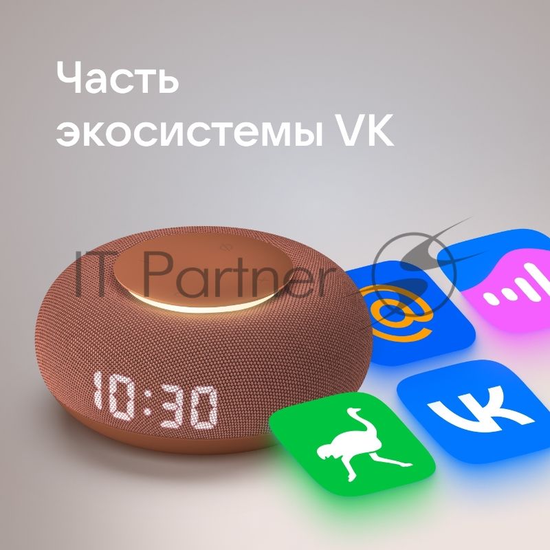 Умная колонка VK Капсула Мини 5Вт, с голосовым ассистентом Маруся, с LED-часами, терракотовый