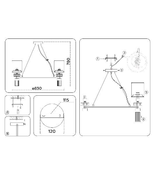 Люстра Ambrella light LH71293/8 SN/WH никель/белый E14/8 max 40W D830*780