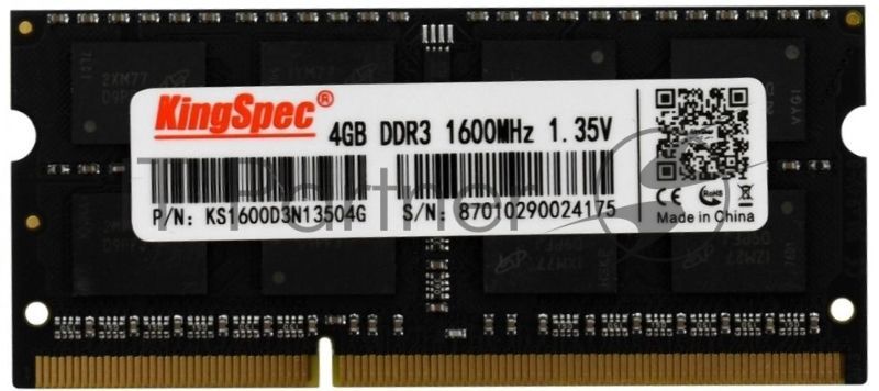 Оперативная память KingSpec, DDR3L, 4GB (1x4 GB), 1600 MHz, CL11, SO-DIMM