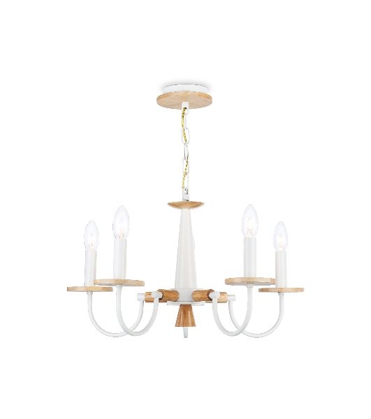 Светильник Ambrella light TR9592/5 WH/LW белый/светлое дерево E14/5 max 40W D555*660