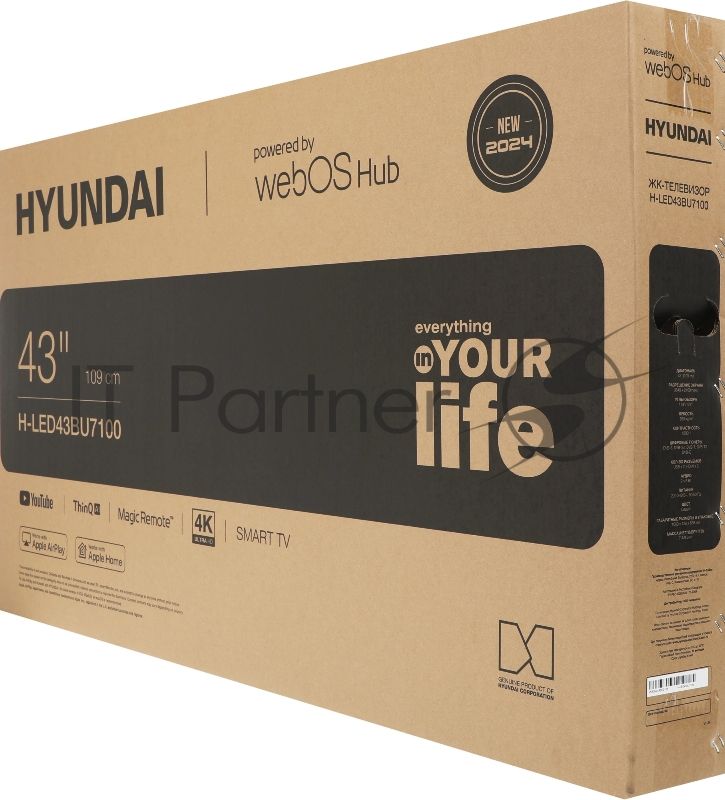 Телевизор Hyundai 43" H-LED43BU7100 серый LED UHD 60Hz WebOS 1.5Gb/8Gb