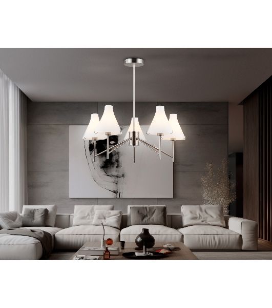 Люстра Ambrella light LH57123/5 SN/FR никель/белый матовый E14/5 max 40W D650*590