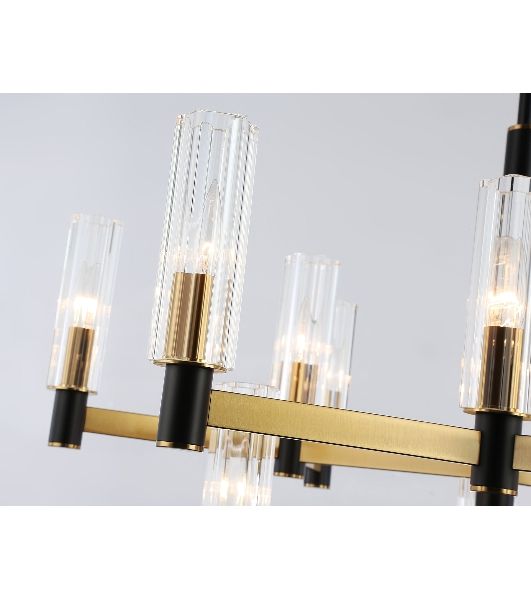 Люстра Ambrella light LH55515/12 BK/BS/CL черный/латунь/прозрачный E14*12 max 40W D860*905