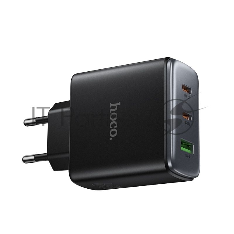 Зарядное устройство Hoco 65Вт, 3.25А, QC3.0/PD, 1xUSB, 2xType-C, C160A, черный, коробка